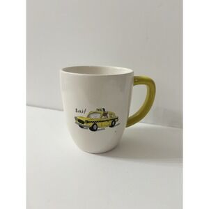 Rae Dunn Dog in Taxi Yellow Handle‎ Mug New Magenta Artisan Yellow Cab New York